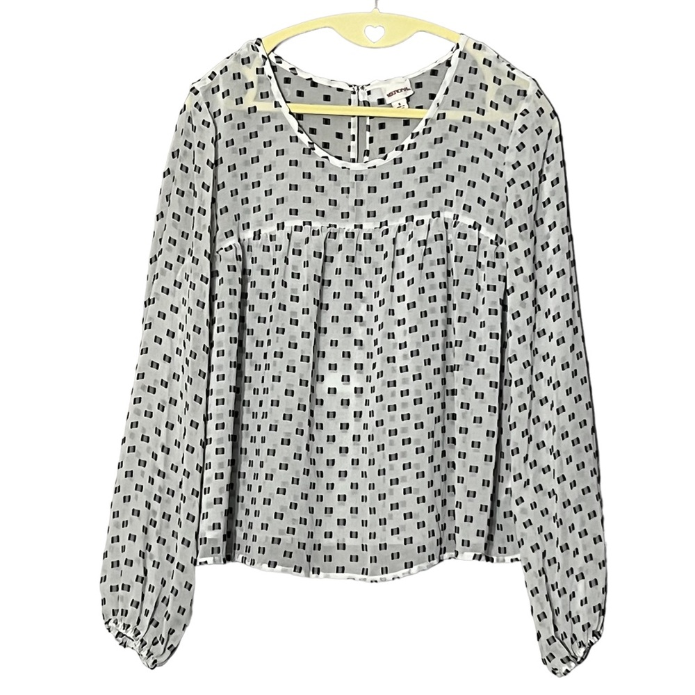 Merona Women’s White Sheer Pattern Chiffon Puff Sleeve Blouse